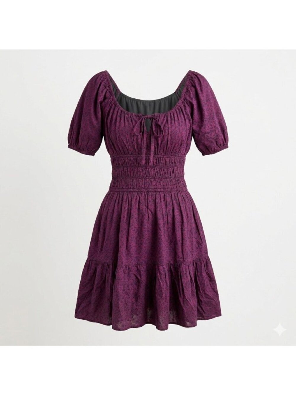 Gap Puff Sleeve Smocked Waist Mini Dress Burgundy Floral XS Feminine Romantic